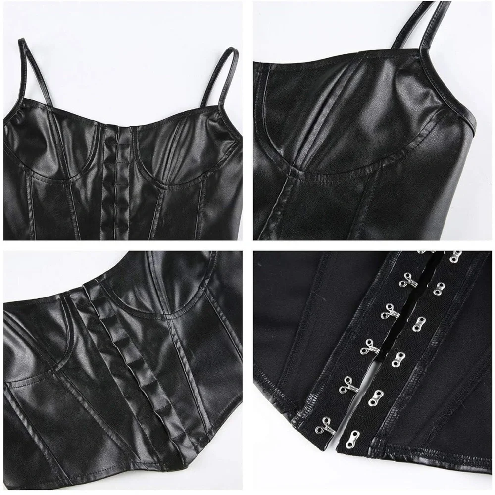 Black Leather Corset Top - Picture 3 of 3